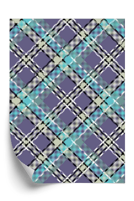 Tapeta na zeď Úhlopříčný károvaný vzor ve studených barvách