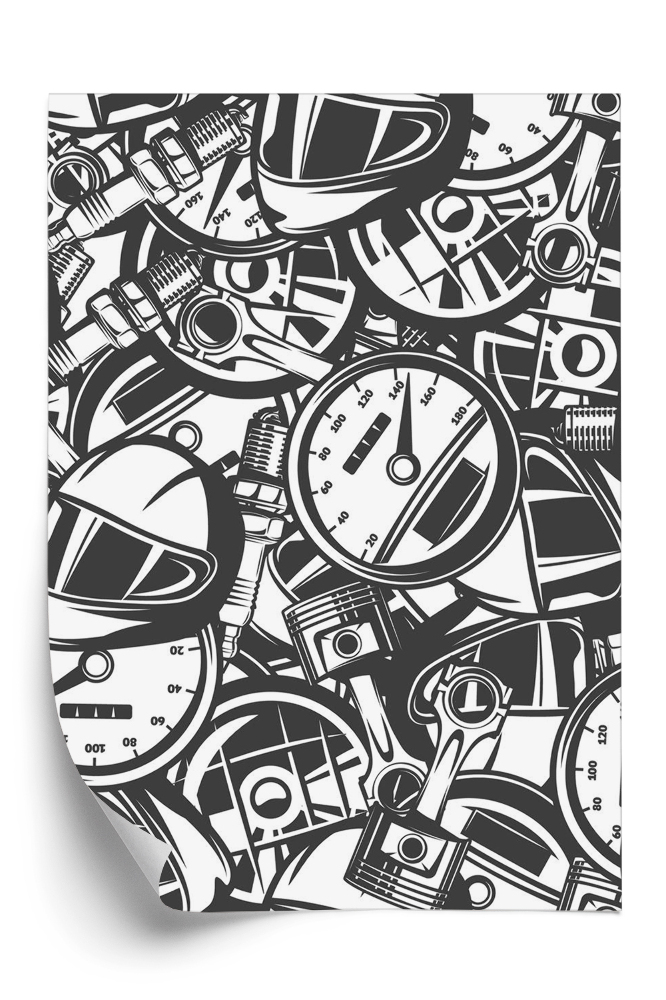 Tapeta na zeď Vzor s částmi auta