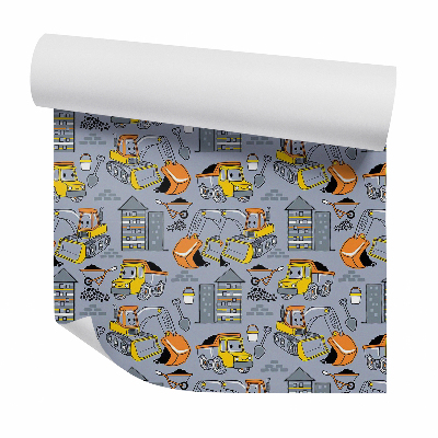 Samolepící tapeta Stavební stroje legrační žlutá