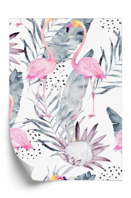 Samolepící tapeta Plameňáci a rostliny