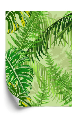 Tapeta Vzor s tropickými listy a kapradinami