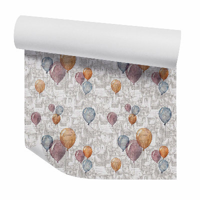 Tapeta Pastelové balónky na pozadí budov