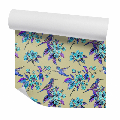 Tapeta na zeď Zářivé květiny a ptáci