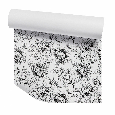 Tapeta Černobílý obrys květů