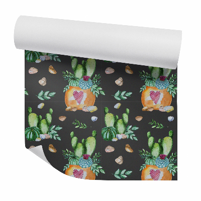 Samolepící tapeta Velké kaktusy v barevných květináčích