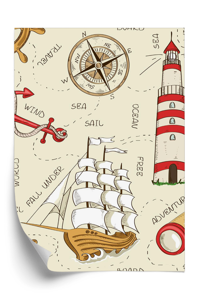 Tapeta na zeď Námořní ikony loď maják