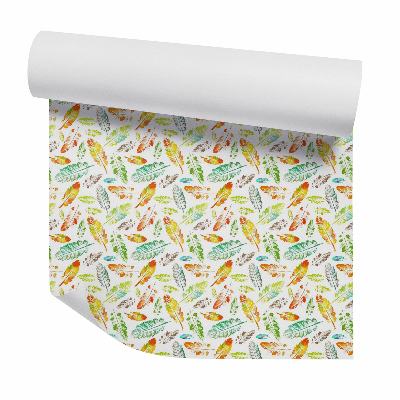 Tapeta na zeď Oranžové a zelené peří akvarel