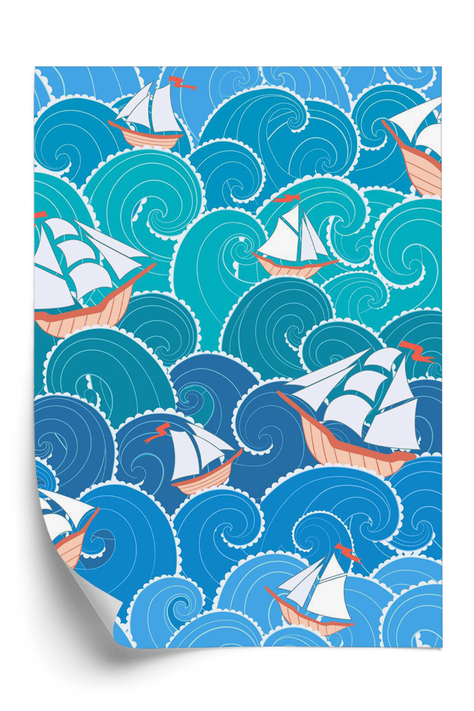 Samolepící tapeta Lodě a vlny