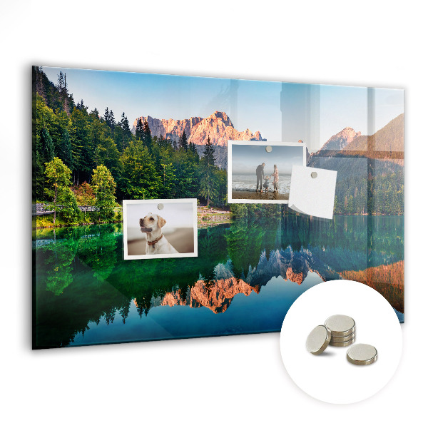 Skleněná magnetická tabule Jezerní les