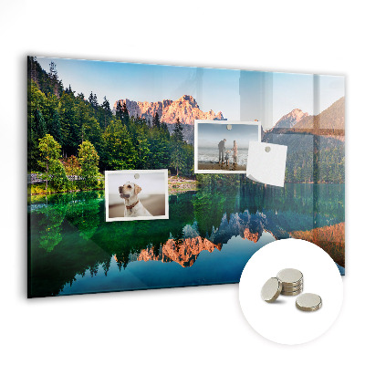 Skleněná magnetická tabule Jezerní les