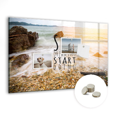 Skleněná magnetická tabule Přestaňte snít a začněte dělat