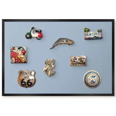 Magnetická tabule v černém rámu Pastelově modrá