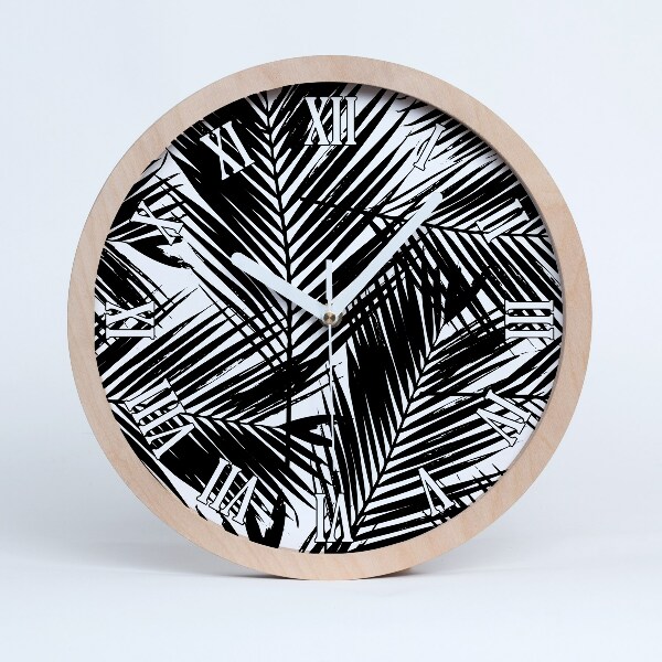 Dřevěné hodiny s fotkou Palmové listy