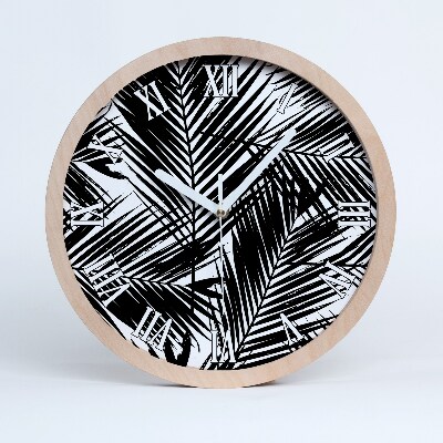 Dřevěné hodiny s fotkou Palmové listy