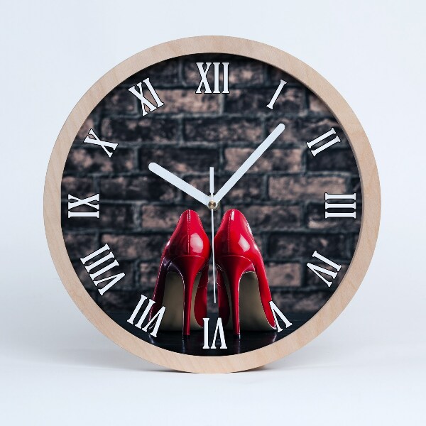 Dřevěne hodiny Červené špendlíky