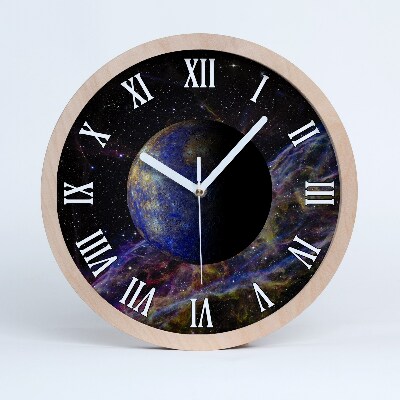 Nástěnné dřevěné hodiny Rtuť