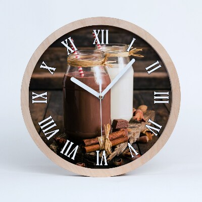 Okrúhle dřevěne hodiny Koktejly ve sklenicích