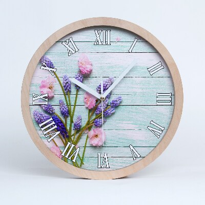 Dřevěné hodiny na stenu Levandule na dřevě
