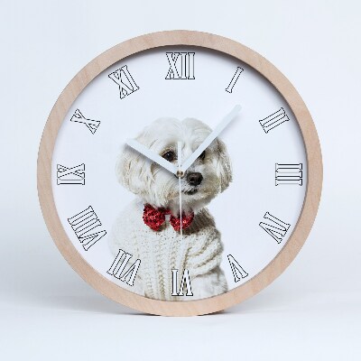 Dřevěné hodiny nástěnné Maltézský motýlek