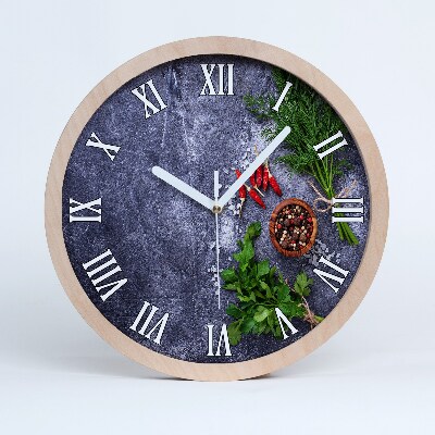 Dřevěne hodiny Bylinky a koření