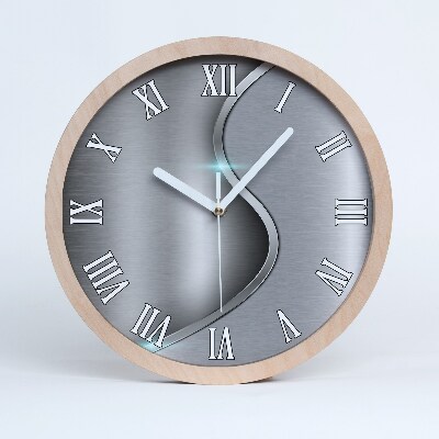 Okrúhle dřevěne hodiny Kovová abstrakce