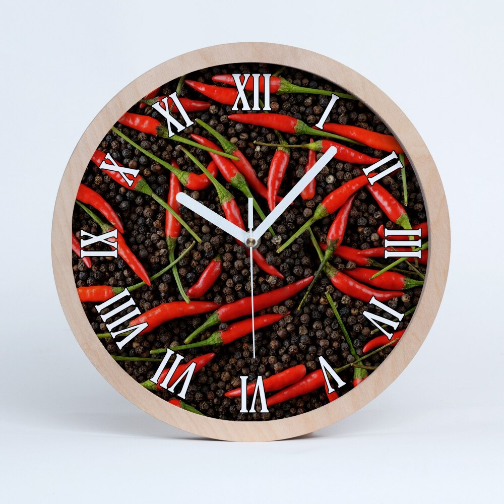 Dřevěne hodiny Chilli papričky