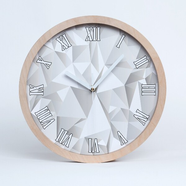 Dřevěné hodiny nástěnné Bílé trojúhelníky abstrakce