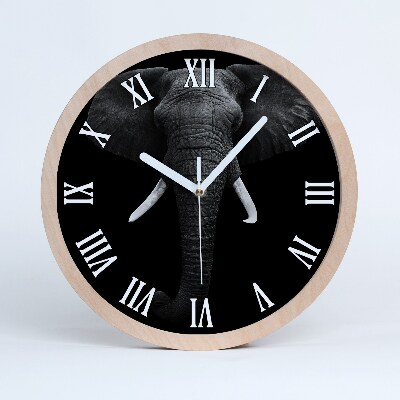 Okrúhle dřevěne hodiny Slon africký