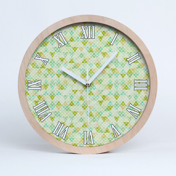 Dřevěné hodiny na stenu Geometrické pozadí