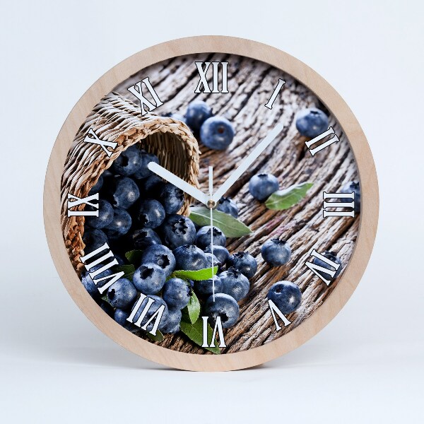 Dřevěné hodiny na stenu Bobule v košíku