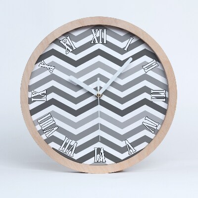 Okrúhle dřevěne hodiny Šedé klikatice