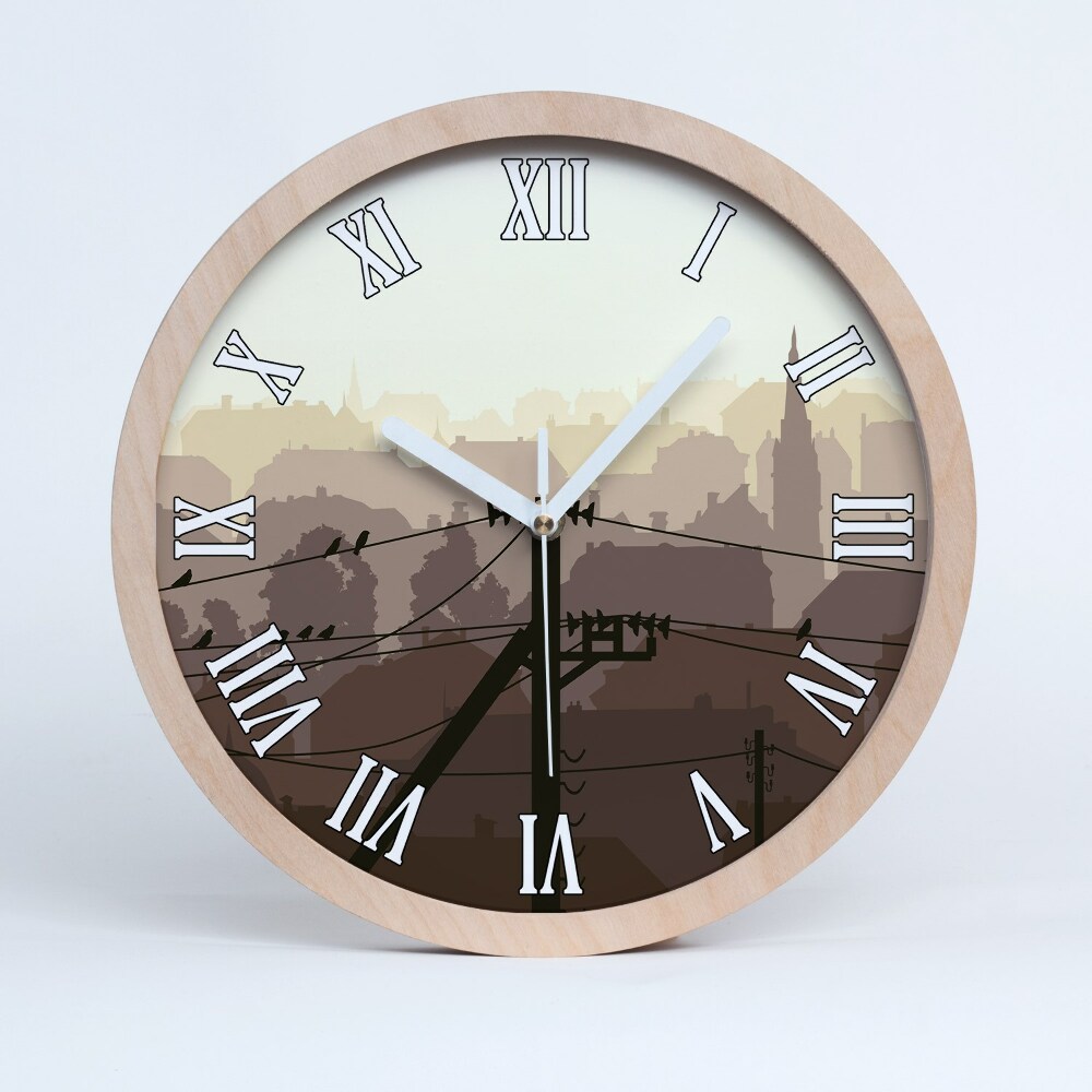Dřevěné hodiny na stenu Linie města