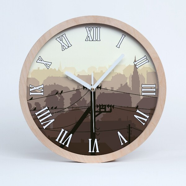 Dřevěné hodiny na stenu Linie města