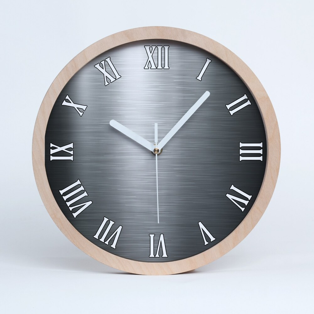 Okrúhle dřevěne hodiny Kovové pozadí