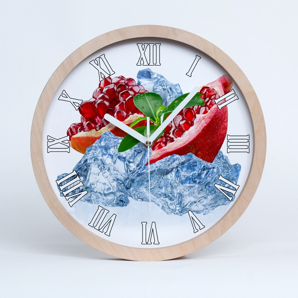 Dřevěne hodiny Granátové jablko s ledem