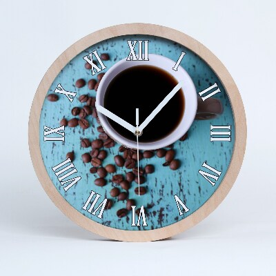 Dřevěne hodiny Černá káva