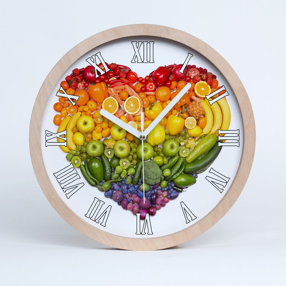Nástěnné dřevěné hodiny Zeleninové srdce
