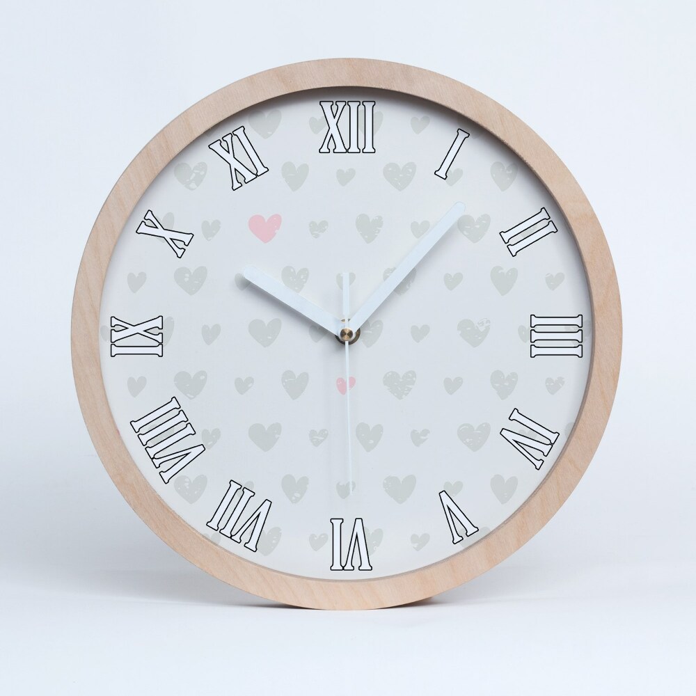 Dřevěne hodiny Srdce na pozadí