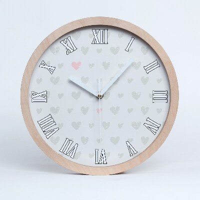 Dřevěne hodiny Srdce na pozadí