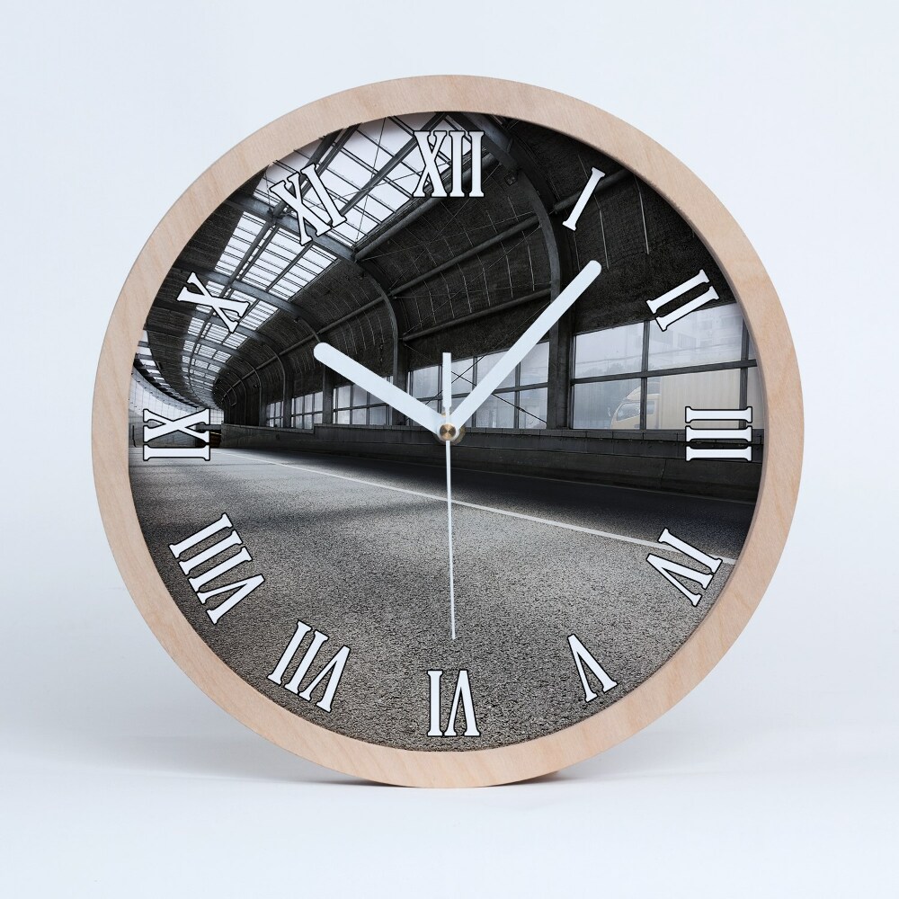 Okrúhle dřevěne hodiny Silnice v tunelu