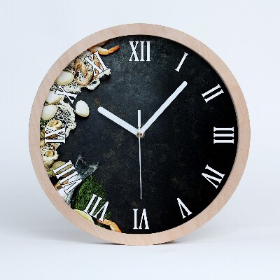 Dřevěne hodiny Mořské plody
