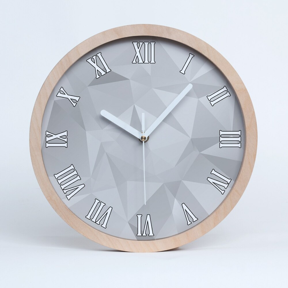 Dřevěne hodiny Abstraktní trojúhelníky