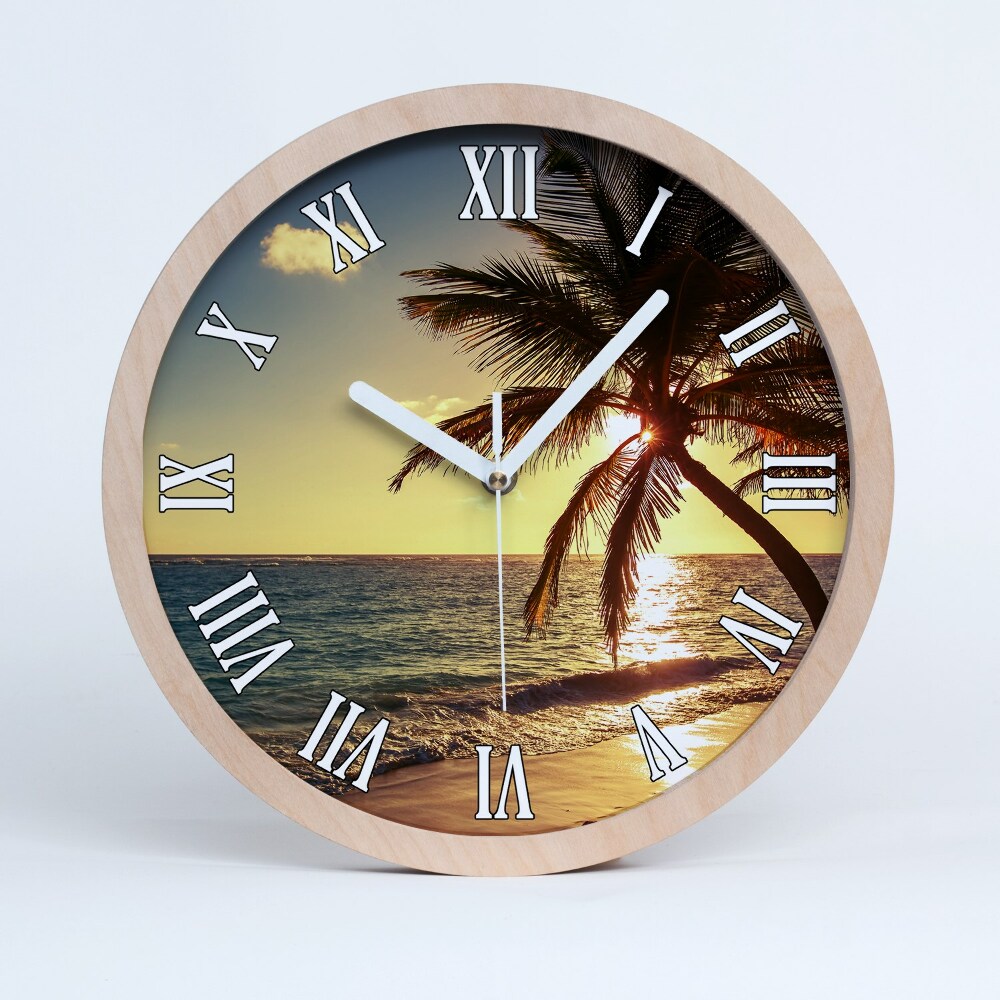 Dřevěne hodiny Tropická pláž