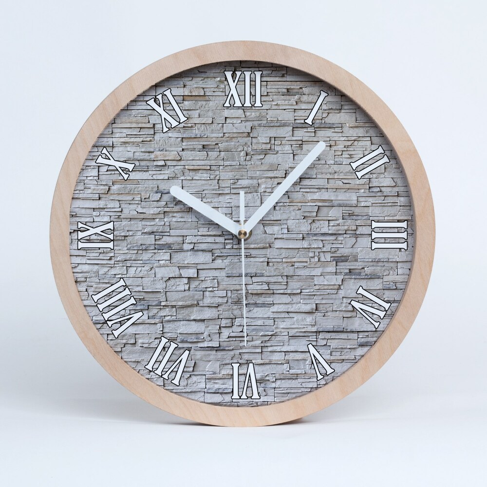 Nástěnné dřevěné hodiny Kamenná zeď