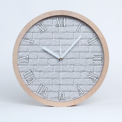 Okrúhle dřevěne hodiny Cihlová zeď