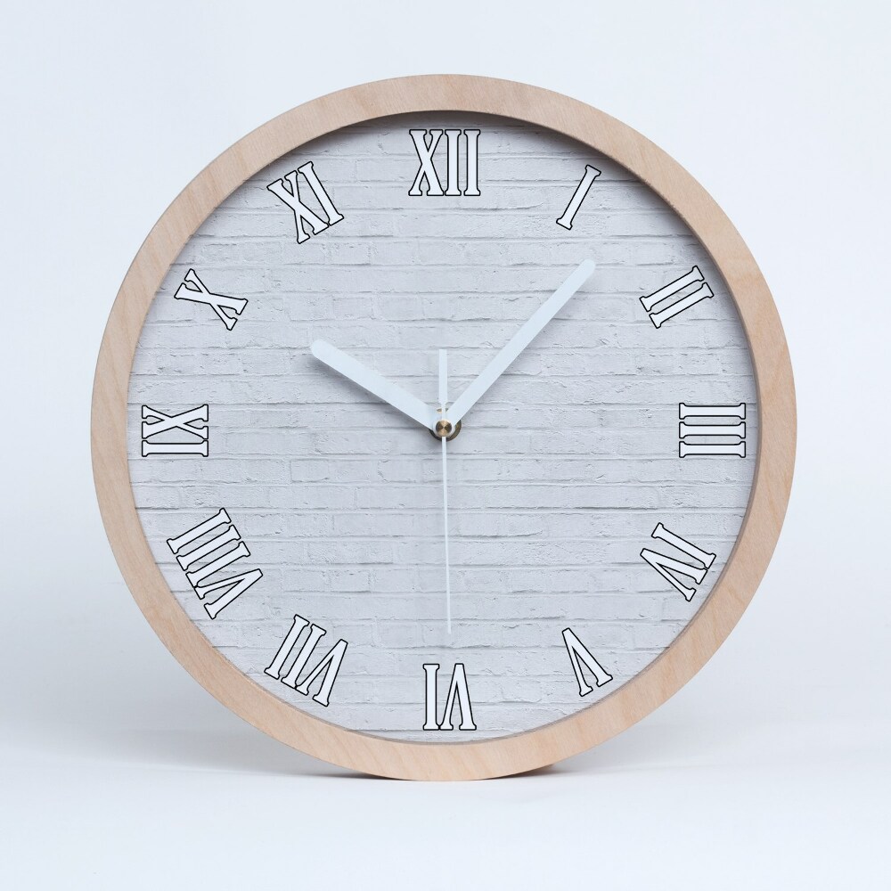 Dřevěne hodiny Cihlová zeď