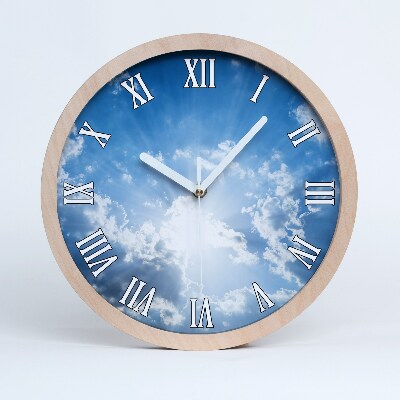 Dřevěné hodiny nástěnné Mraky na obloze