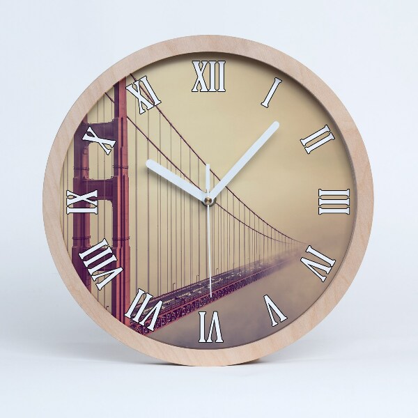 Nástěnné dřevěné hodiny Sanfranciský most