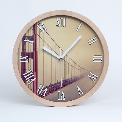 Nástěnné dřevěné hodiny Sanfranciský most