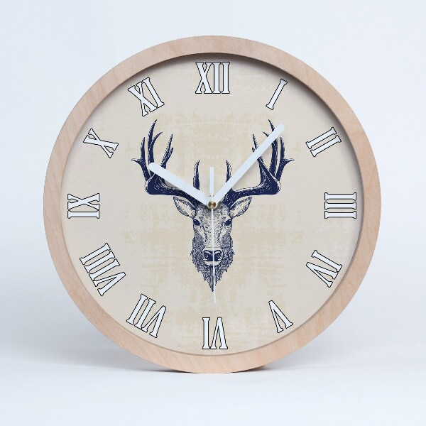 Nástěnné dřevěné hodiny Jelení kel